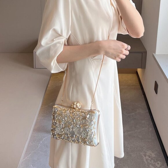 BABEYOND Rhinestone Clutch for Women Sparkly Triangle Purse 1920s Evening Bag - Picture 5 of 8